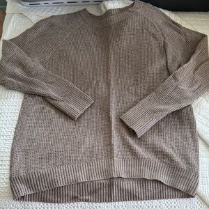 Old Navy Taupe Waffle Knit Crewneck Sweater